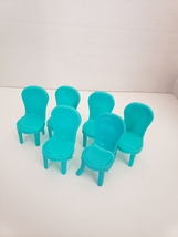 6 Teal Dining Room Table Chairs Dollhouse Replacements - $10.00