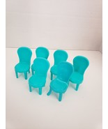 6 Teal Dining Room Table Chairs Dollhouse Replacements - $13.58 CAD