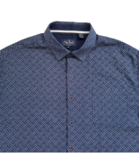 Nat Nast Shirt Mens XL Blue Geomtric Silk Blend Short Sleeve Button Up - $428.61 MXN