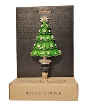 Rachel Zoe Rhinestone Green Enamel Christmas Tree Wine Bottle Stopper NIB - £15.97 GBP