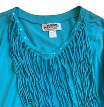 Back in the Saddle Ladies Fringe Shirt Bead Rhinestone L 100% Cotton Lon... - $352.09 MXN