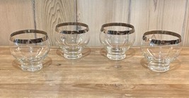 Set of 4 Vintage Silver Banded MCM Colony Glass Liner Dessert Bowls - £25.63 GBP