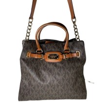 Michael Kors Hamilton Signature Tote Dark Brown Coated Large Canvas Purse - $66.95