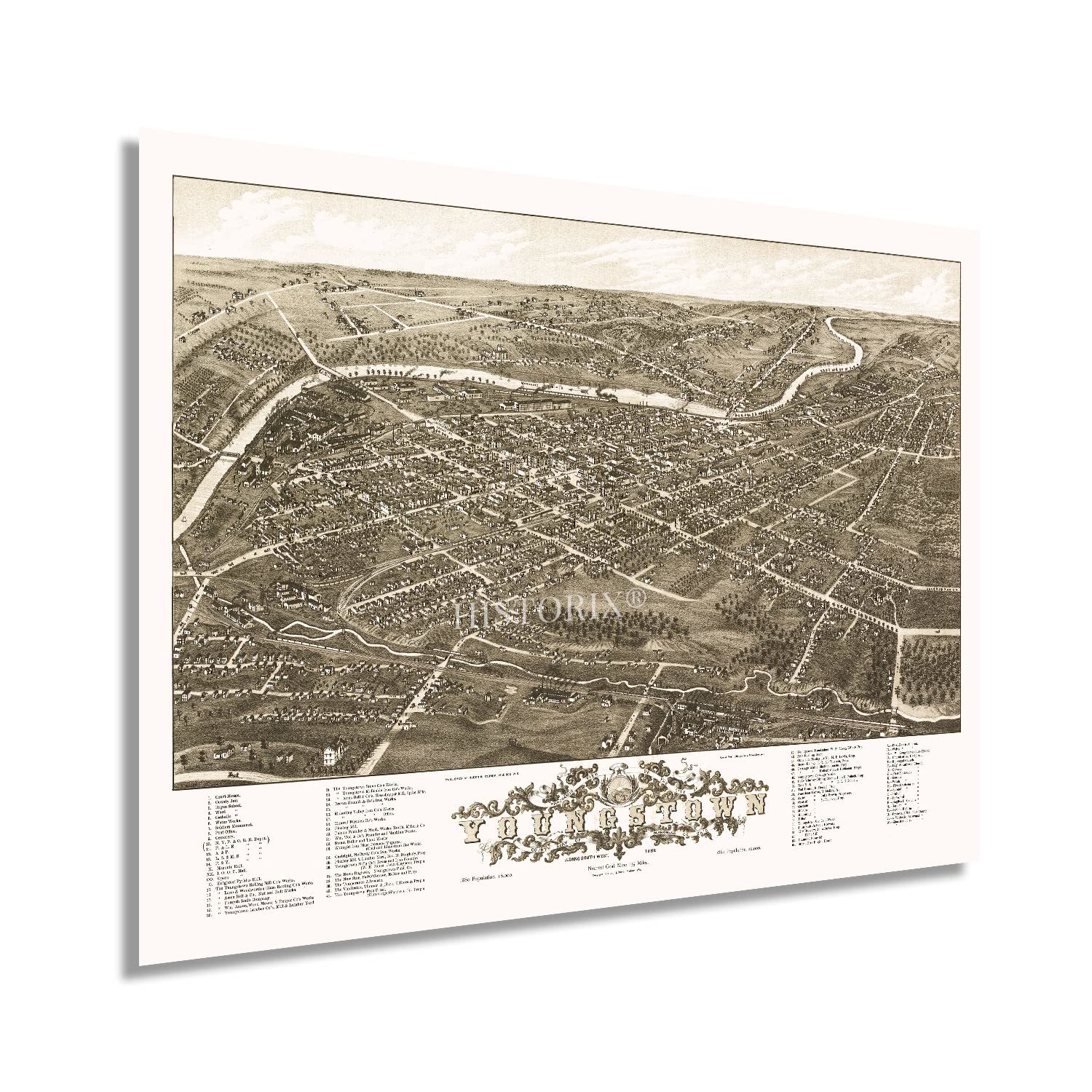 HISTORIX Vintage 1882 Youngstown Ohio Map - 18x24 Inch Old Map of Youngs... - £30.08 GBP+