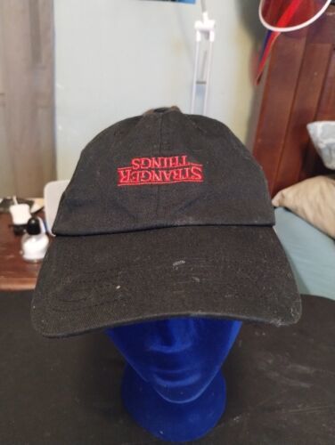 STRANGER THINGS &quot;Upside Down&quot; Netflix BLACK BASEBALL HAT ONE-SIZE Red Le... - $11.78