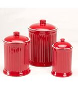 Simsbury Ceramic Canister Set of 3 in Red by Omni Housewares - $98.79