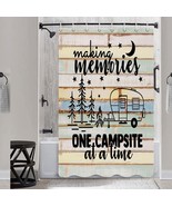 RV Camper Shower Curtain 47x64 Inch Retro Rustic Wood Design - $43.55