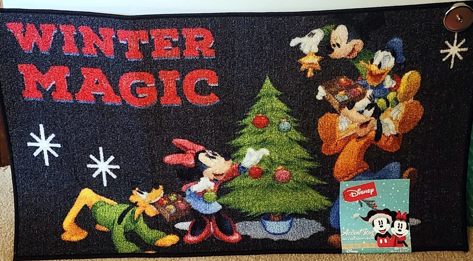 Primary image for Disney Mickey Mouse & Friends Tree Winter Magic Christmas Accent Mat Rug 20x32