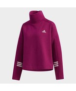 Adidas Women&#39;s Essentials Comfort Funnel Neck Sweatshirt GD2595 Power Berry - £15.96 GBP