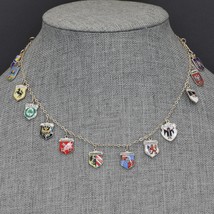 Vintage 835 Silver Charm Necklace with 15 Enamel German Cities Travel Sh... - $59.99