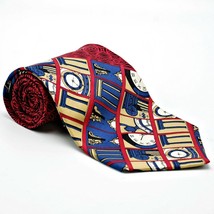 Barry Wells Mens 58&quot; Necktie 100% Silk Tie Novelty Cosplay Time Tick Tock Clock - £15.81 GBP