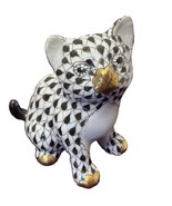 HEREND CAT Black Fishnet Mini Kitten Porcelain Figurine FLAWLESS - $175.00
