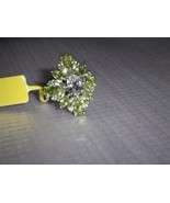 GREEN SILLIMANITE OVAL &amp; PERIDOT PEAR &amp; MARQUISE RING, SILVER, SIZE 6, 5... - $109.76 CAD