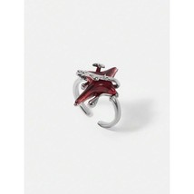 Goth Emo Punk Avante Garde Adjustable Silver Ring with Red Star Design  - $281.56 MXN