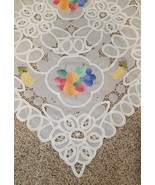 White Fruit Appliques Lace Cutout Tablecloth 72&quot; X 126&quot; and 12 NAPKINS 1... - $903.01 MXN