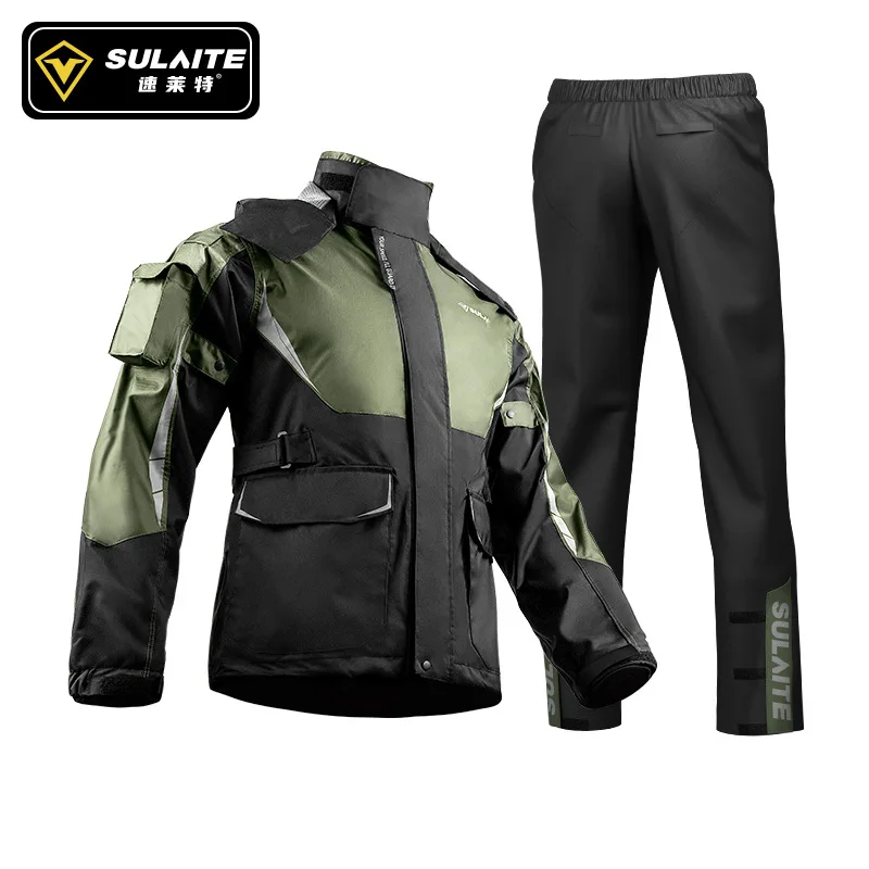 SULAITE Men Women Waterproof Motorcycle Rider Raincoat Suit  Set Reflective - £103.10 GBP