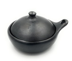 Saute Pan Black Clay Diameter 9 &quot; Unglazed and 100% Handmade in La Chamba Tolima - £55.54 GBP