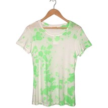 New Sundry Tie Dye Round Neck Short Sleeve Basic Tee Shirt Womens Neon Green 2 - £15.30 GBP