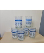 Set of 6 Juice Glasses Blue and White Persian Moroccan Design 3.75 Inch - £22.64 GBP