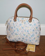 Michael Kors Cindy Large Dome Satchel Floral Leather Crossbody Handbag $298! - £102.84 GBP