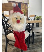 Vintage 3D Christmas Santa Stocking Plush 19” International Silver Co La... - $19.99