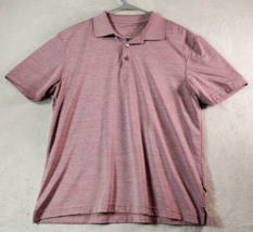 Haggar Polo Shirt Men Size Medium Pink Knit 100% Polyester Short Sleeve Collared - £8.56 GBP