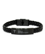 Personalized  Medical Alert Bracelets Men Woman Black. Stainless Steel c... - £15.36 GBP