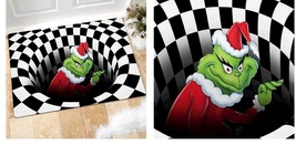 Black Carpet 3D Grinch Illusion Trap Non-Slip Floor Mats Christmas Door ... - £18.37 GBP