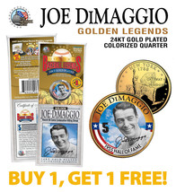 JOE DiMAGGIO Golden Legends 24K Gold Plated State Quarter Coin BUY 1 GET... - $12.16