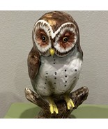 Large Porcelain 16&quot; Barn Owl on Tree Statue Figure Hand-Painted - $127.88 CAD