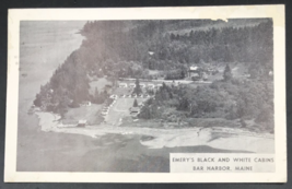 VTG 1956 Emery&#39;s Black &amp; White Cabins at Bar Harbor Maine Postcard Hotel Aerial - £7.49 GBP