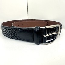Men’s Roundtree And Yorke Belt Size 34 Genuine Braided Black Leather New - $18.69