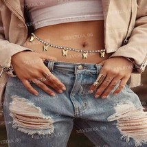Body Jewelry Belly Chain 20CT Round CutSimulated Diamond  Gold Plated 92... - €421,08 EUR