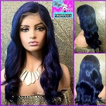 Amy&quot;13*4 Dark Blue Wig with Pre Plucked Hairline Brazilian Virgin Hair  Body Wav - £178.50 GBP