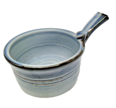 Blue Glazed Apple Baker Dish Bowl Signed Brooke Pottery Handle Pot  - £13.12 GBP