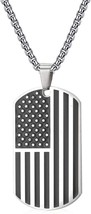 EunWow American Flag Necklace Stainless Steel Dog Tag Pendant National Flag - £17.19 GBP