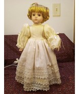 House Of Lloyd Porcelain Doll  1989 blonde brown eyes w stand 16in - €9,38 EUR