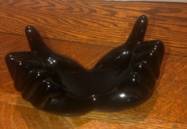 Vintage Black Ceramic Hands Figurine-Palms and Thumbs Up 7&quot; - £15.80 GBP
