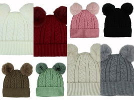 Variety Color Beanies Knit Winter Hats Warm Women Pom Pom Double Women - £22.04 GBP