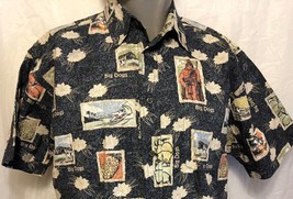 Big Dogs Surfing Hibiscus Reverse Print Hawaiian Shirt Sz S/M Aloha Hibi... - $44.54