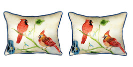 Pair of Betsy Drake Betsy’s Cardinals Large Pillows 15 Inchx22 Inch - £70.81 GBP
