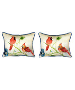 Pair of Betsy Drake Betsy’s Cardinals Large Pillows 15 Inchx22 Inch - £70.06 GBP