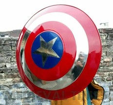 halloween Medieval Captain America Cosplay Prop Best Steel Metal Shield ... - £117.81 GBP