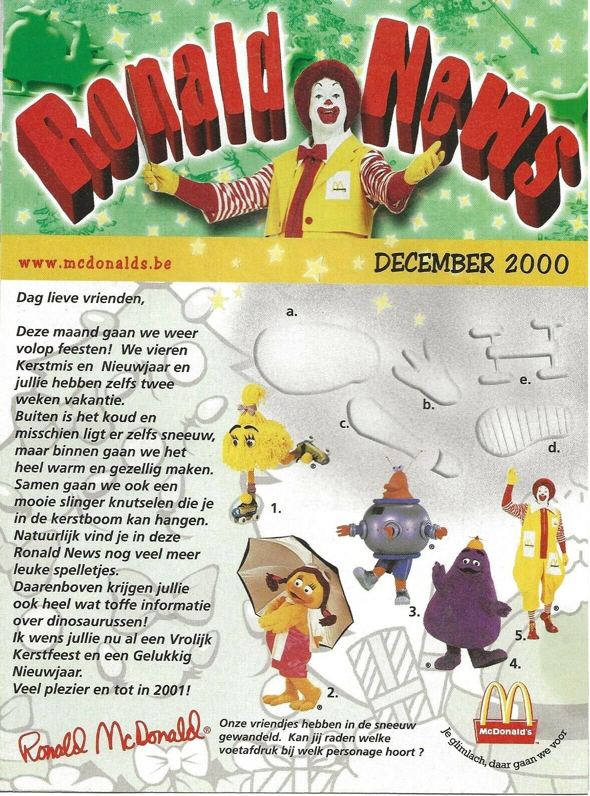 Primary image for McDonald's  - December 2000 - Ronald News - Belgium