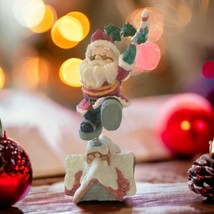 Santa Claus Figure Vintage 90s Animated Jiggly Moon Boots On Roof Top Christmas - $24.74