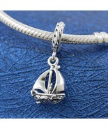 2021 Summer Release 925 Sterling Silver Sail Boat Dangle Charm - £13.76 GBP
