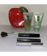 Clinique Makeup Lot Of 7 Items Mascara Facial Soap Apple Travel Bag Brush - $22.63