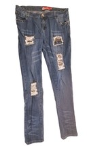Apple Bottoms Jeans 11/12 Distressed Rivets Whiskered Skinny Stretch Low-Rise - £18.56 GBP