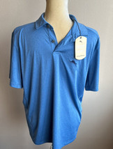 NWT Tommy Bahama Blue Short Sleeve Polo Shirt Marlin S Moisture Wicking UPF 30 - £31.59 GBP