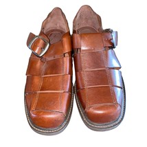 Florsheim Leather Upper &amp; Sock Woven Buckle Covered Toe Sandals Brown Si... - £25.06 GBP